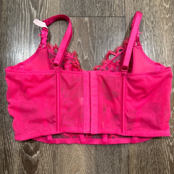 Victoria's Secret Dream Angels Hot Pink Lace Bustier- size L - Picture 2 of 5